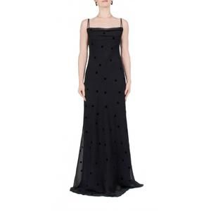 NEW ANNA OCTOBER women's coletta sheer polka dot maxi dress in black